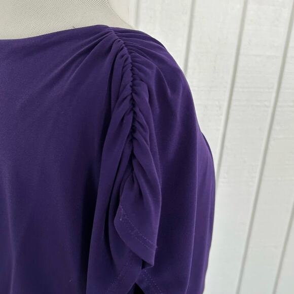 Women Short Sleeve Bodycon Dress Purple Office Career Fall Work Cocktail Size 4 - Picture 3 of 8